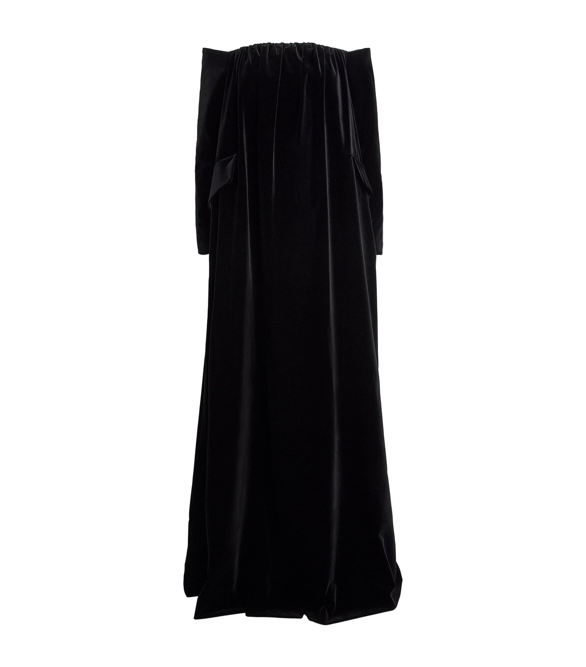 Max Mara Black Velvet Off-The-Shoulder Gown
