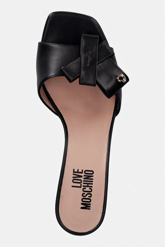 Love Moschino kalın topuklu kadın deri terlik