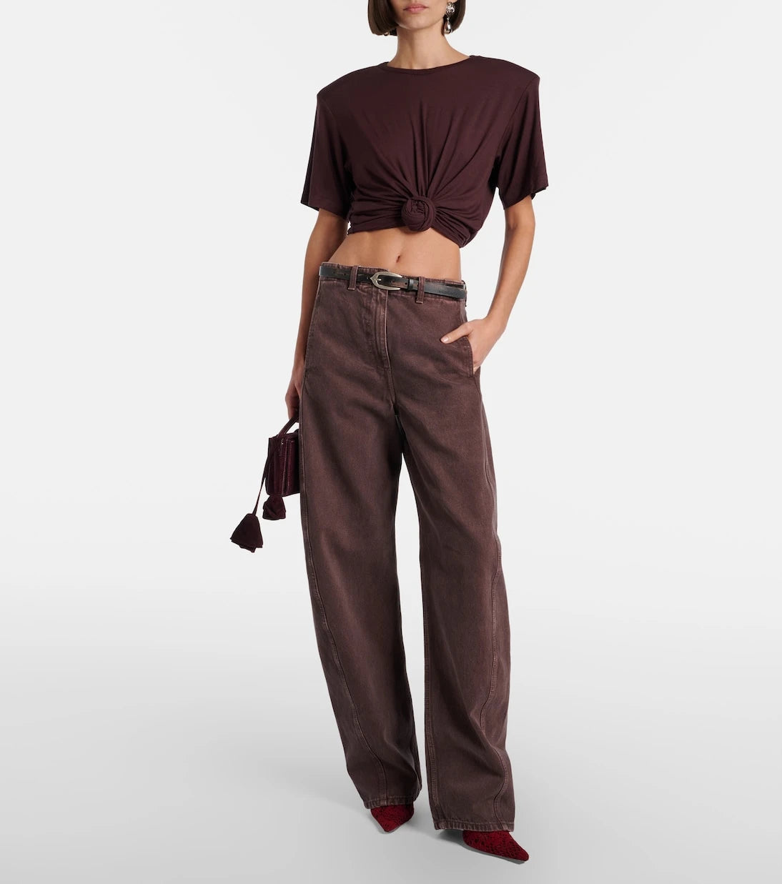 Magda Butrym - Floral-appliqué jersey T-shirt