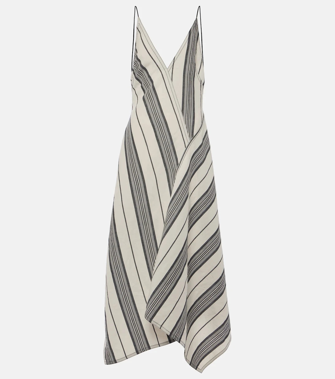 Ferragamo - Striped linen and cotton maxi dress