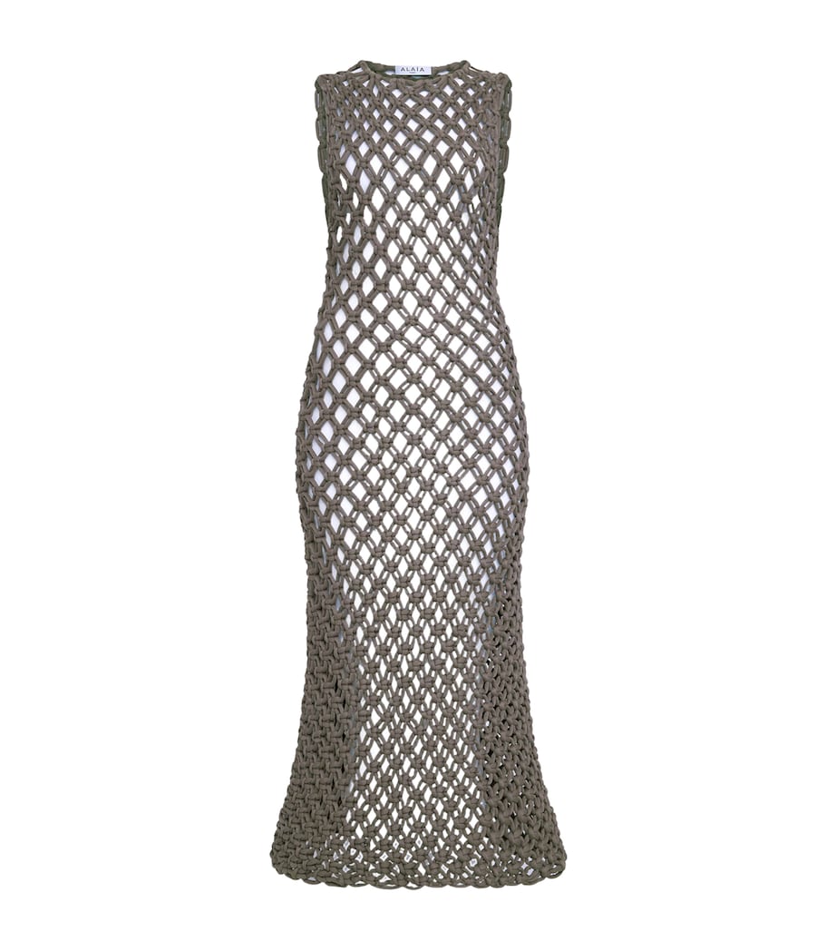 Alaïa Grey Cotton-Blend Midi Dress