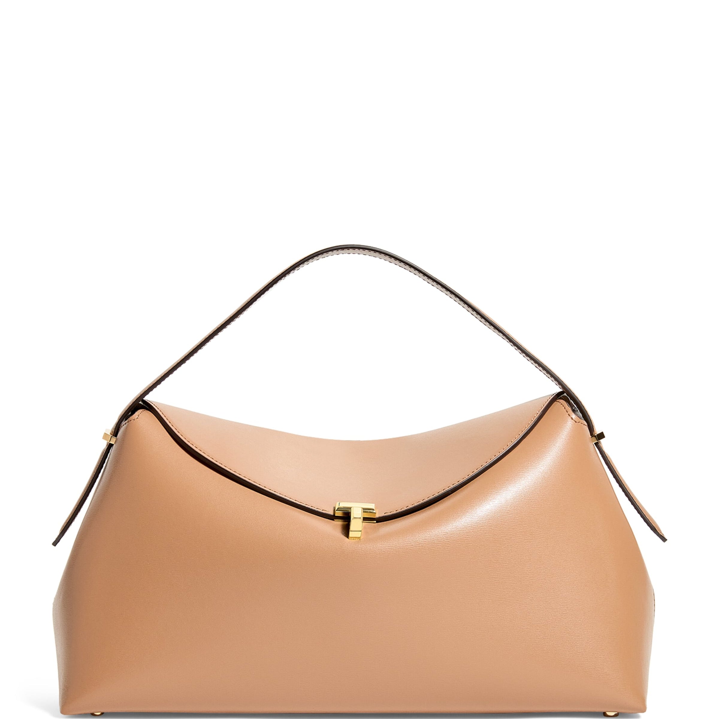 Large Leather T-Lock Top-Handle Bag 033 CAMEL