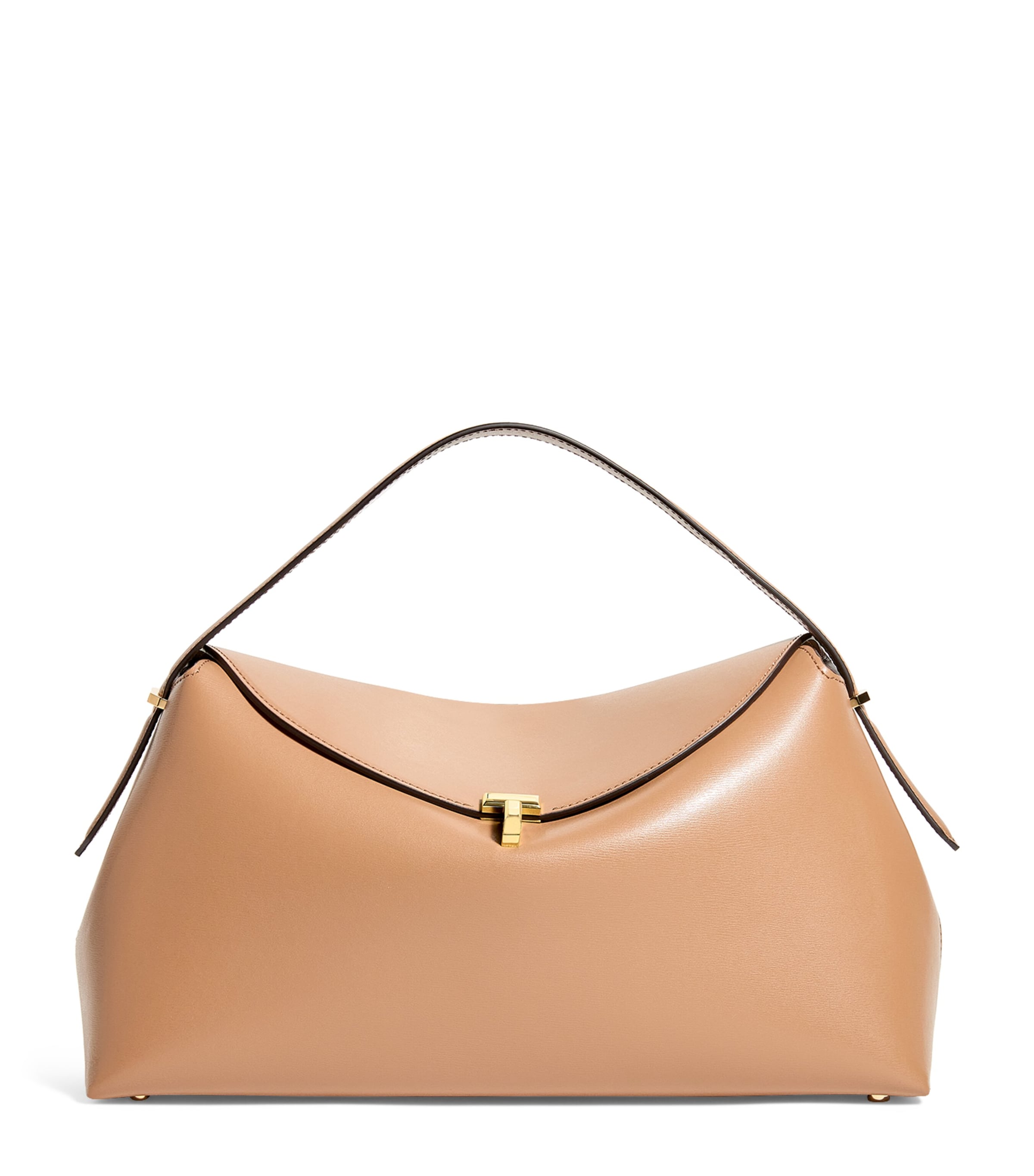 Large Leather T-Lock Top-Handle Bag 033 CAMEL