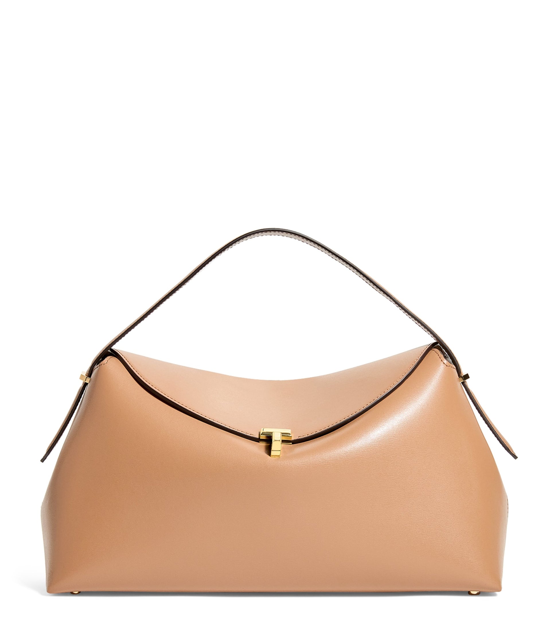 Large Leather T-Lock Top-Handle Bag 033 CAMEL