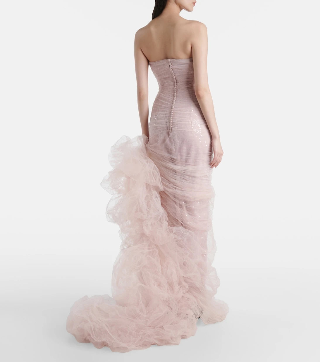Marmar Halim - Sequined ruffled tulle gown