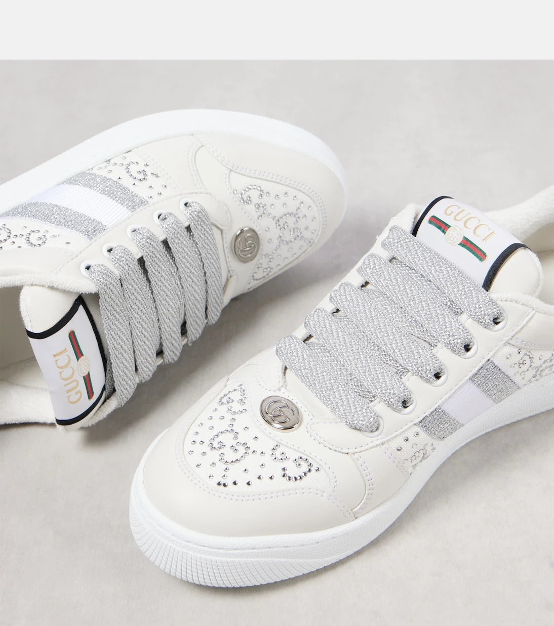 Gucci - Screener embellished leather sneakers