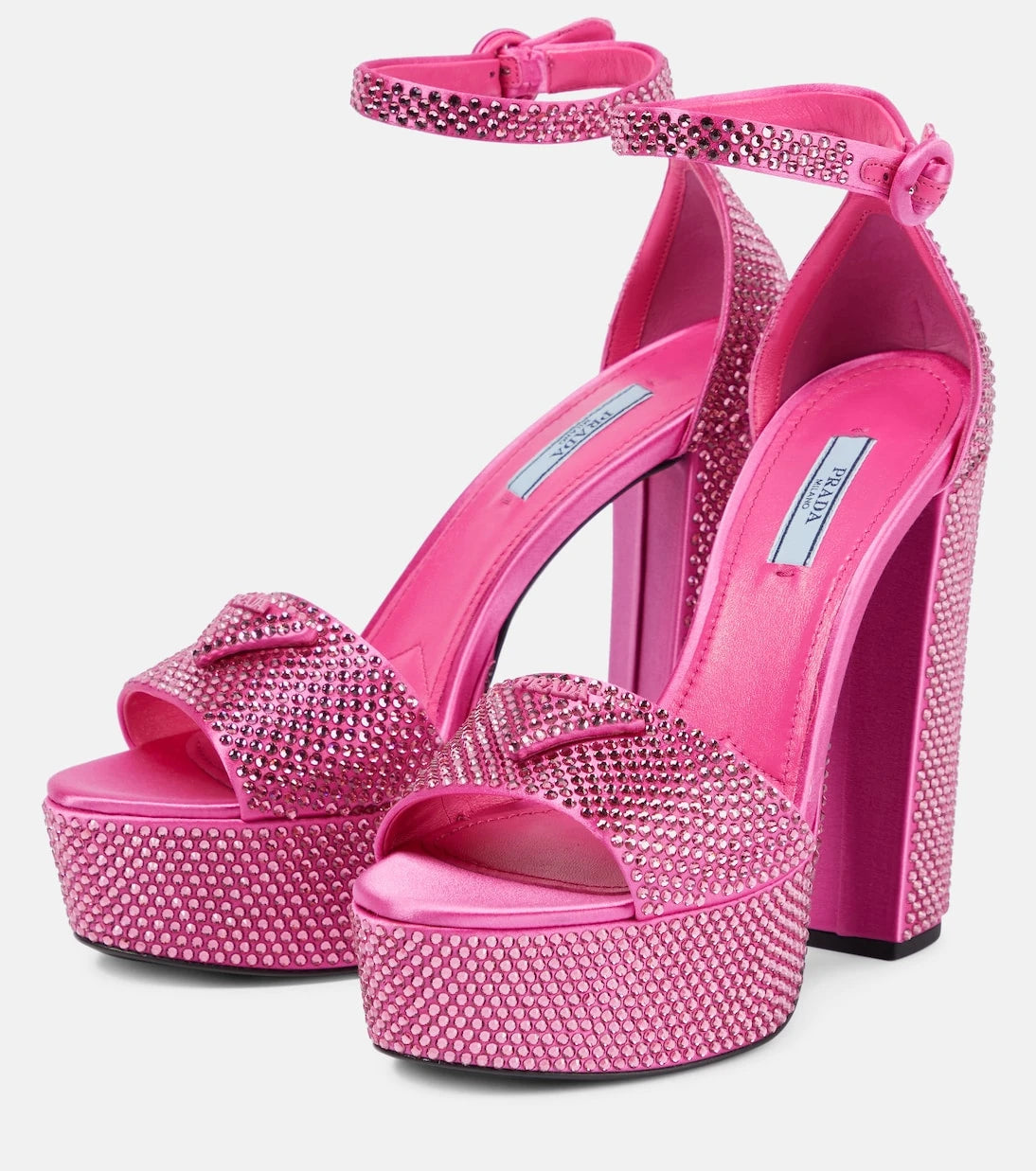 Prada - Embellished satin platform sandals