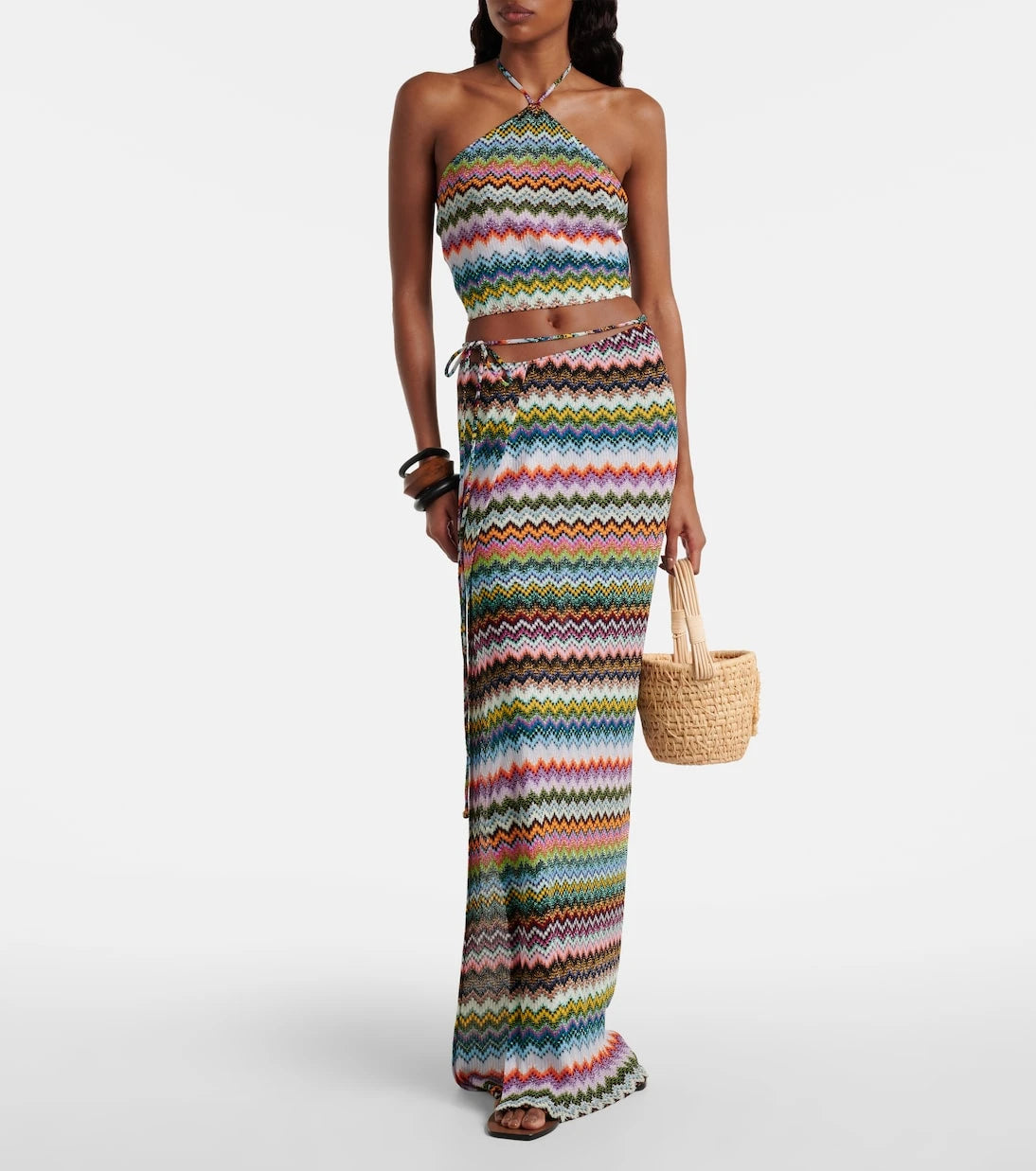 Missoni - تنورة بنمط متعرج لامعة ملفوفة