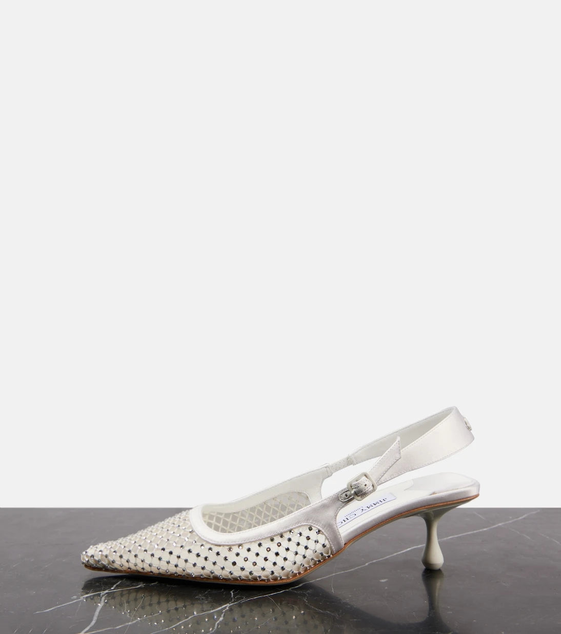 Jimmy Choo - حذاء أمل 50 بكعب عالٍ مزخرف وشريط خلفي شبكي