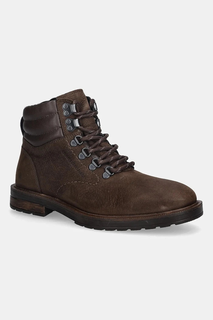 Обувки от набук Tommy Hilfiger CLEATED HILFIGER WRM HOOK BOOT