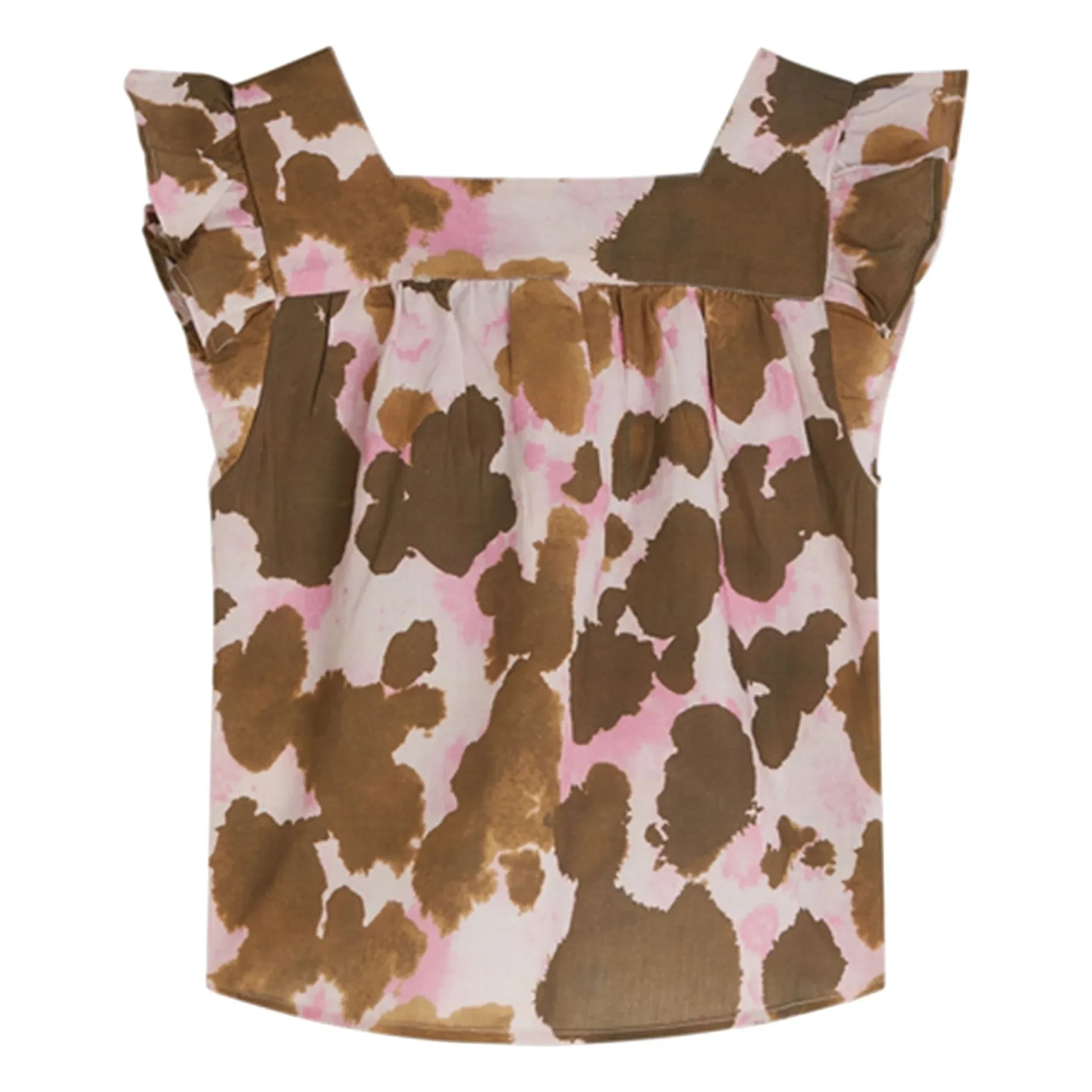 Scotch & Soda - Cow Linen Ruffle Top  | Brown