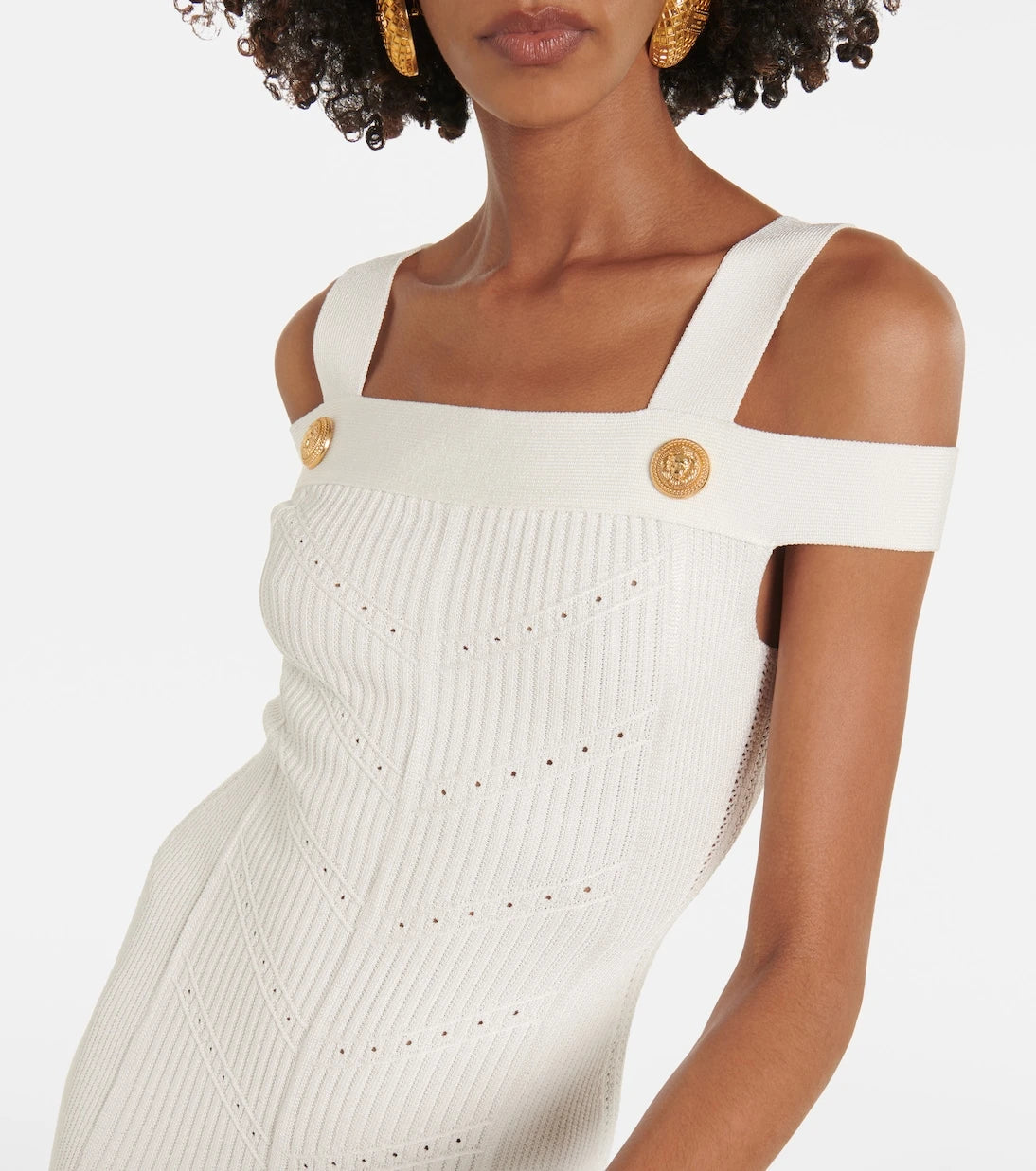 Balmain - Ribbed-knit jersey midi dress