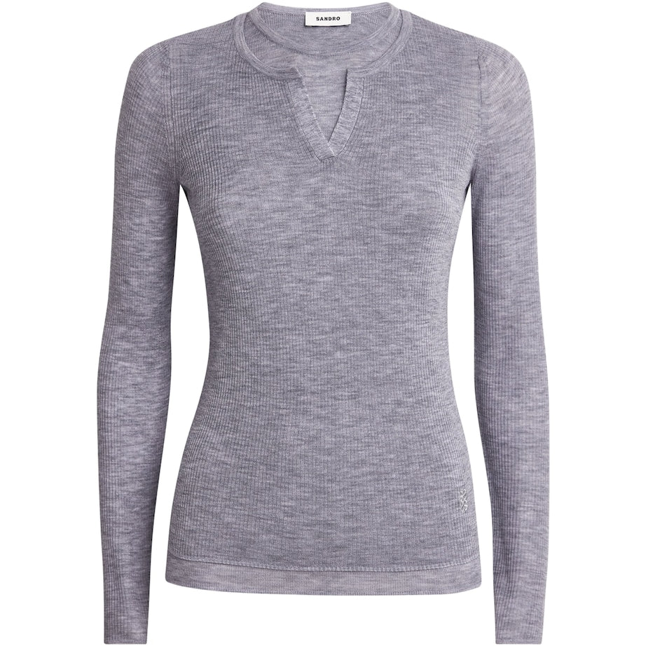 Sandro Paris Black Wool Layered Long-Sleeve Top