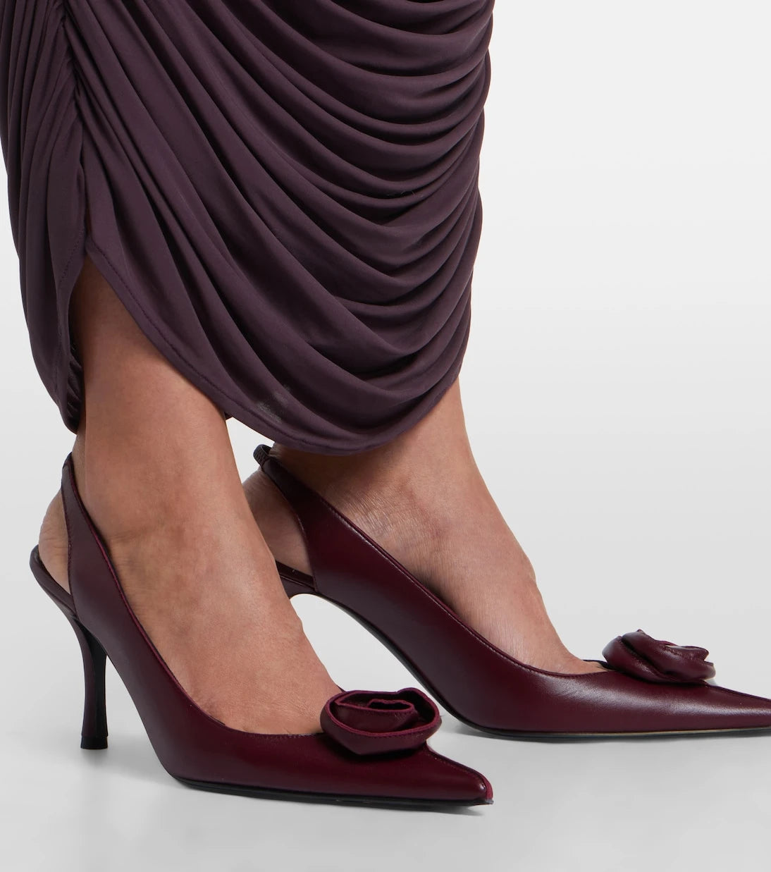Magda Butrym - Floral-appliqué leather slingback pumps