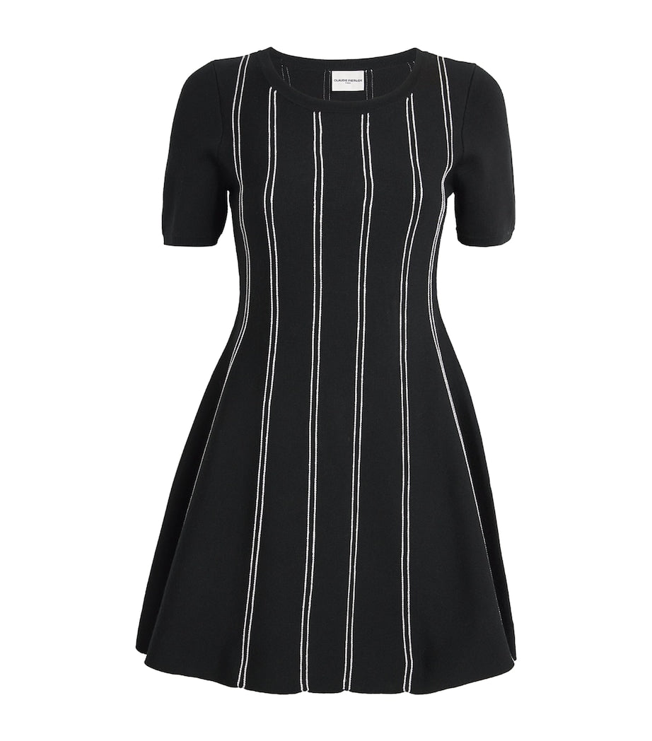 Claudie Pierlot Black Knitted Stripe Mini Dress