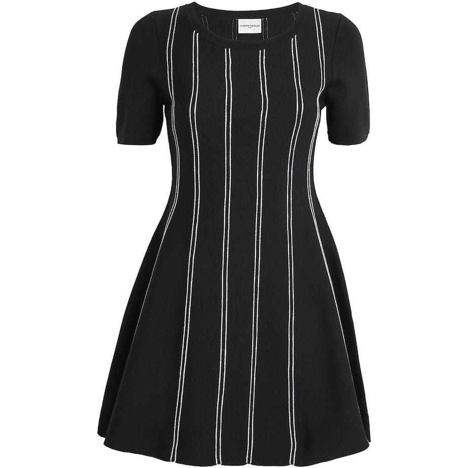 Claudie Pierlot Black Knitted Stripe Mini Dress