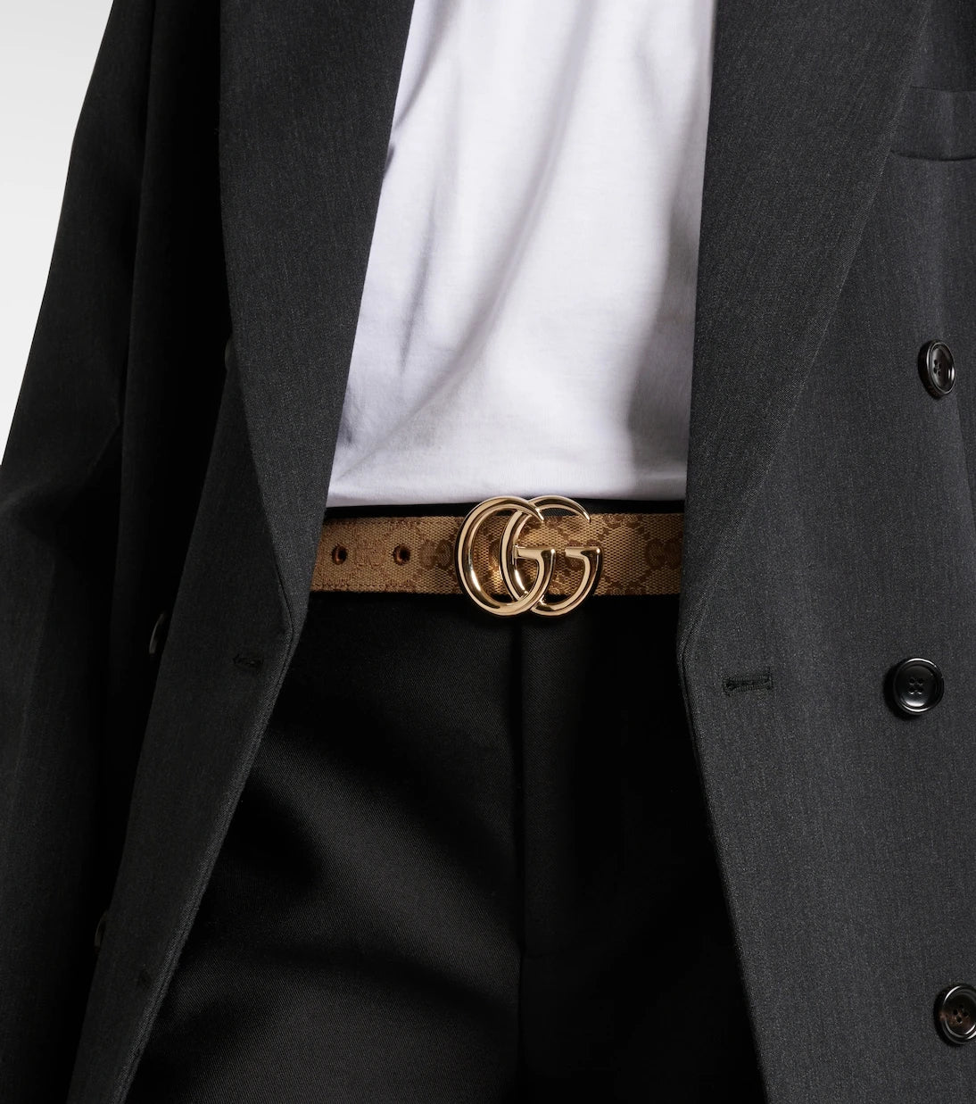 Gucci - GG Marmont leather-trimmed belt