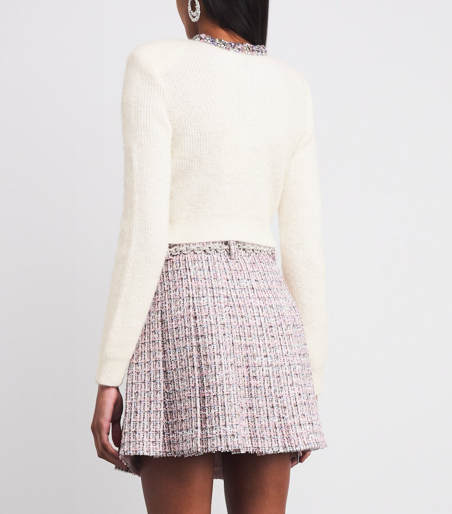 Self-Portrait Ivory Crystal Embellished Cardigan