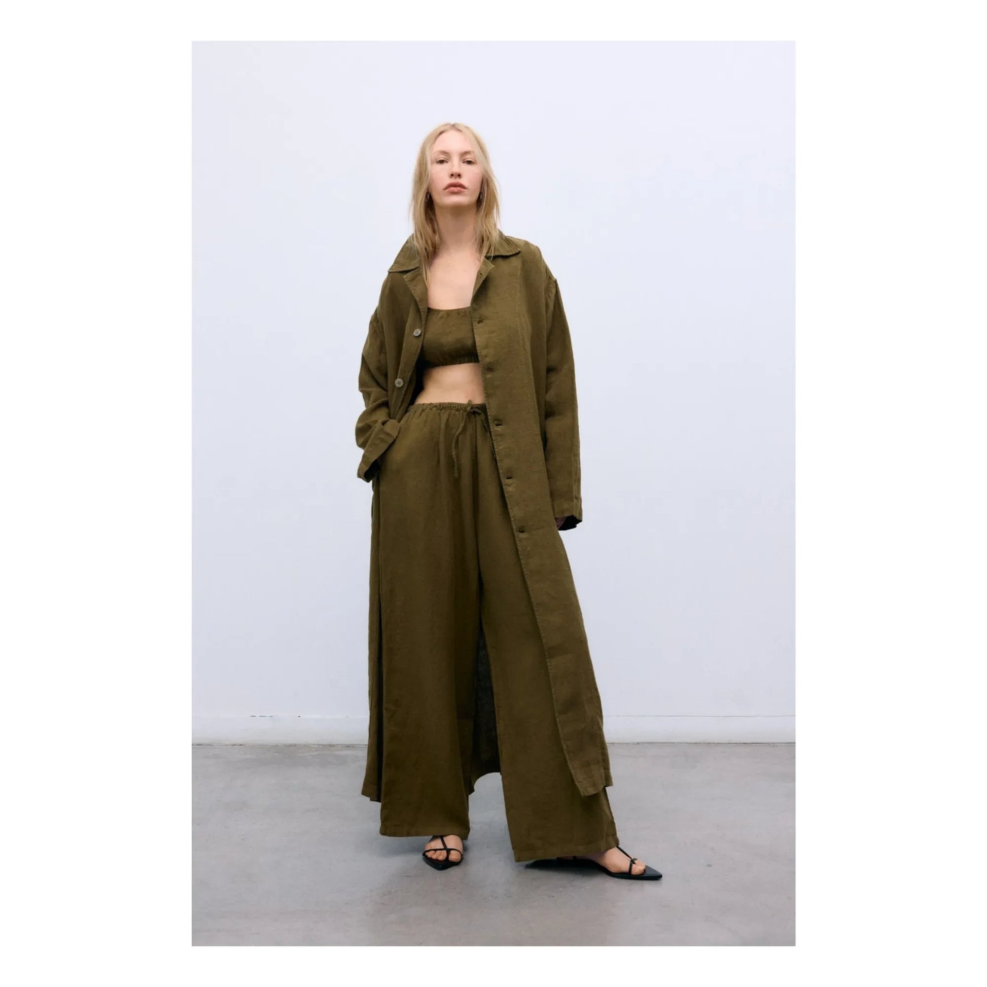 the new society - Melissa Linen Pants | Olive