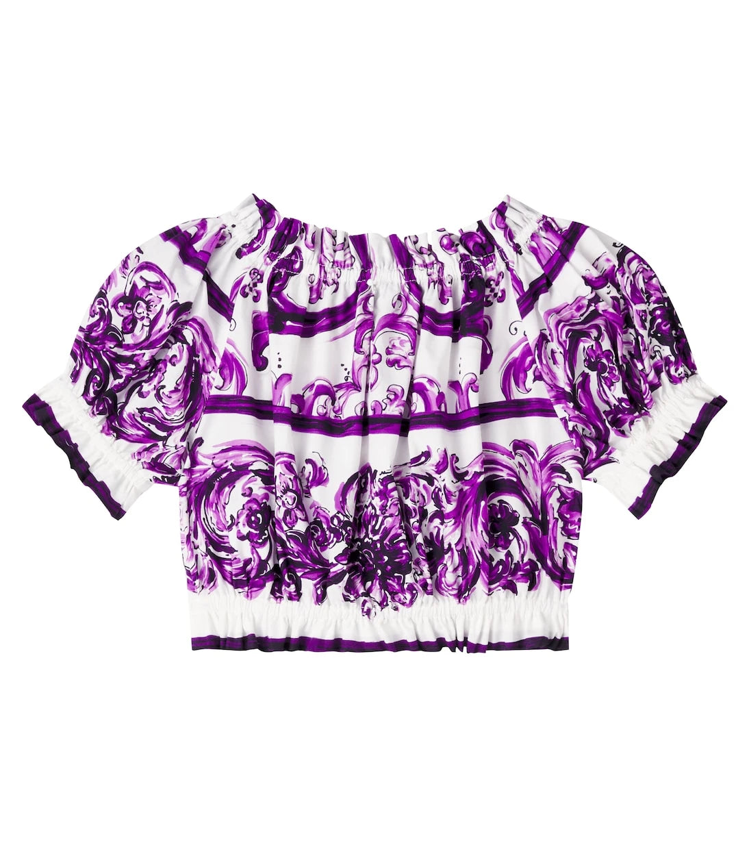 Dolce&Gabbana Kids - Majolica printed cotton poplin top