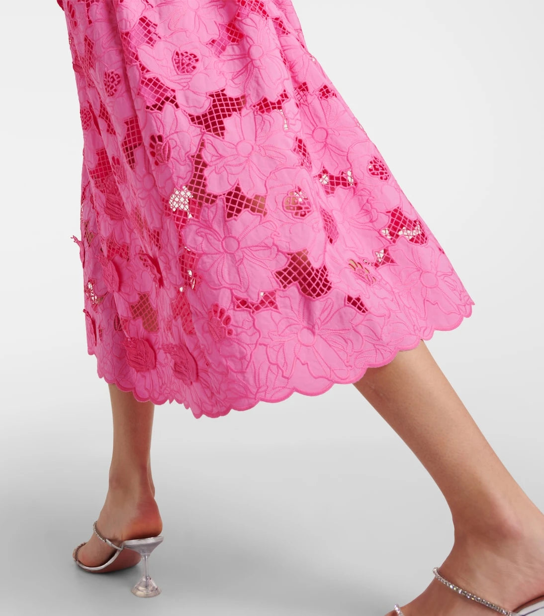 Self-Portrait - Cotton-blend lace midi dress