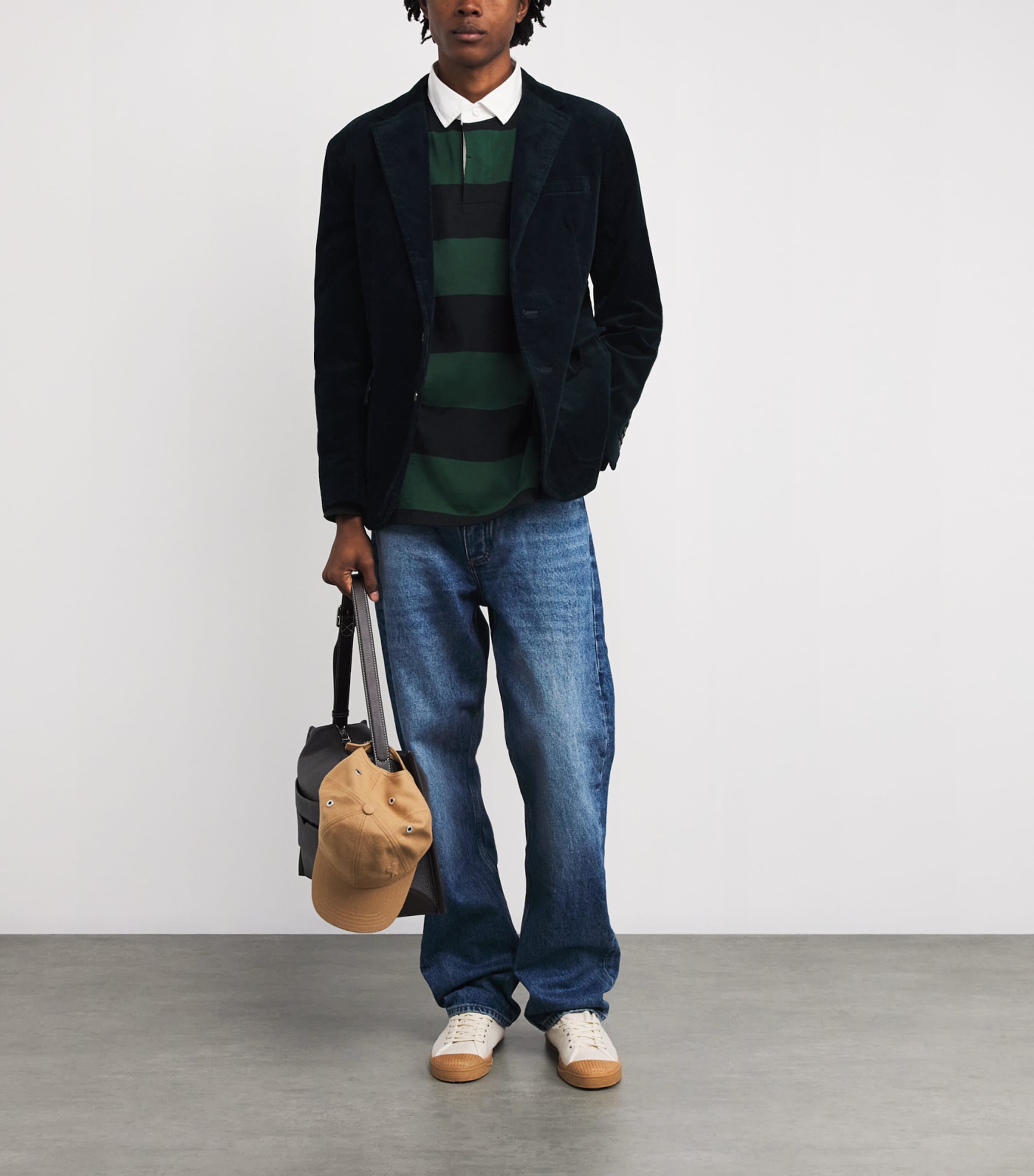 Corduroy Single-Breasted Blazer NAVY