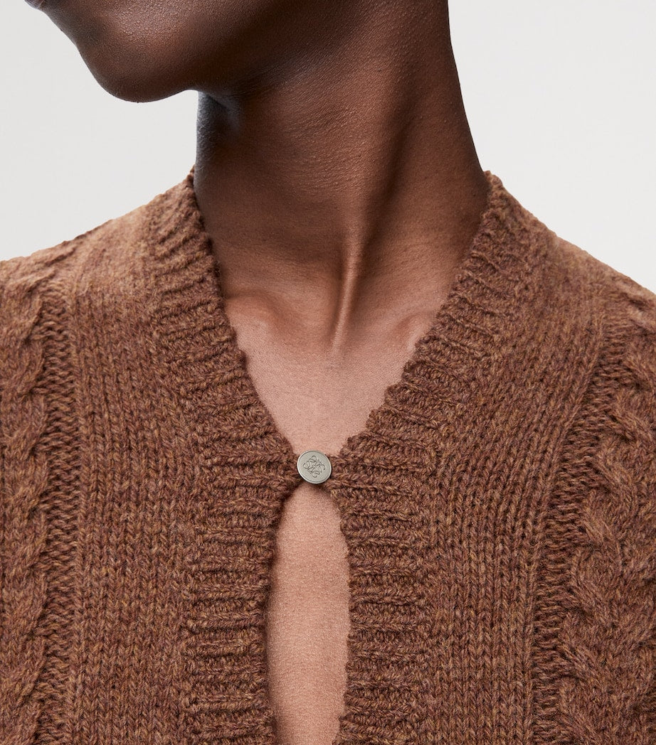 LOEWE Brown Wool Cable-Knit Sweater