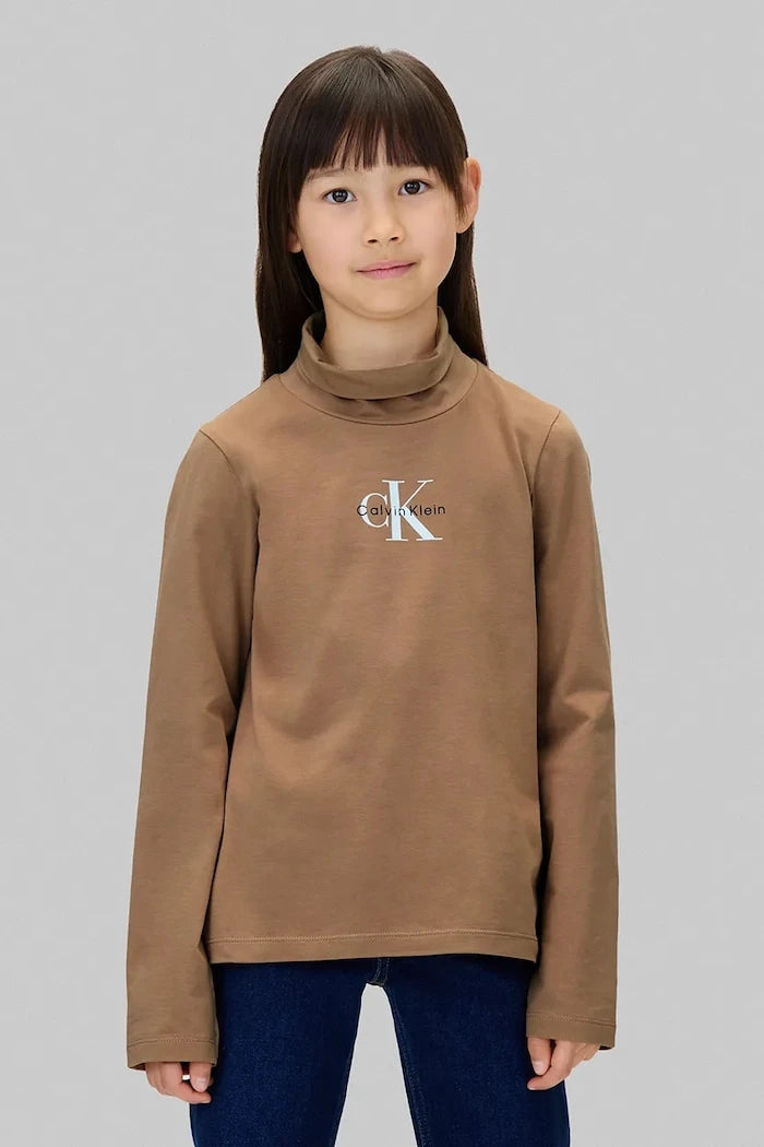 Pamuklu uzun kollu çocuk bluzu Calvin Klein Jeans