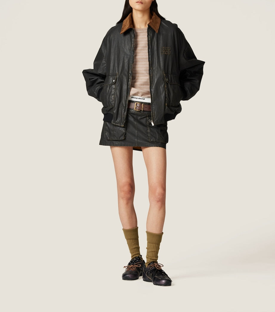 Coated Cotton Poplin Bomber Jacket