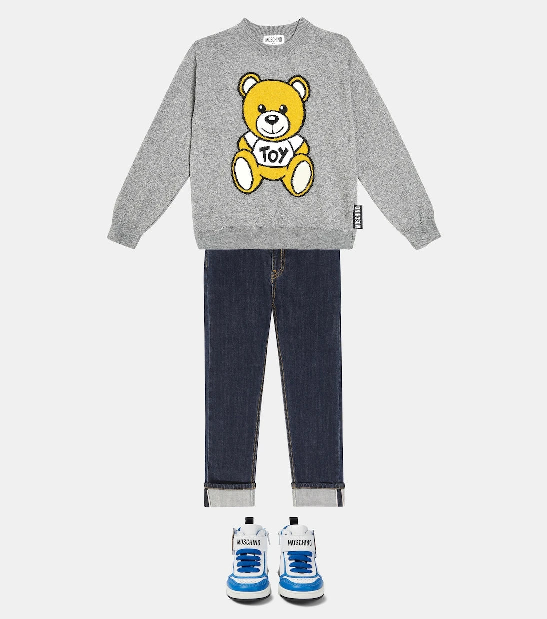 Moschino Kids - أحذية رياضية جلدية بشعار