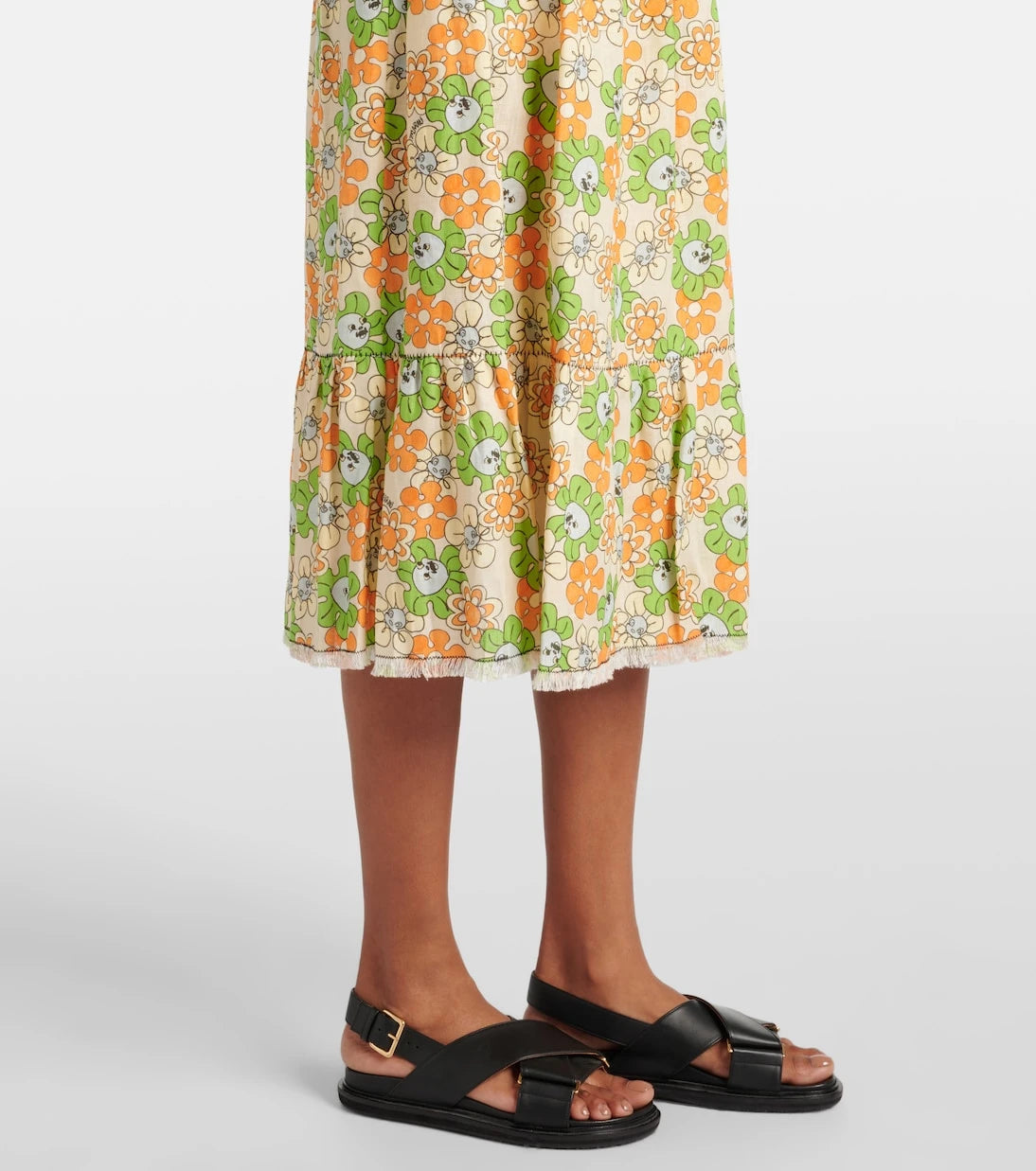 Marni - Floral linen midi skirt