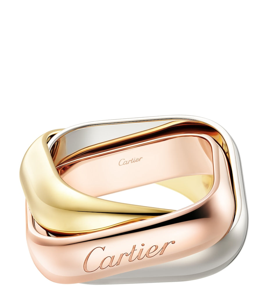 Large Yellow, White and Rose Gold Trinity Ring
