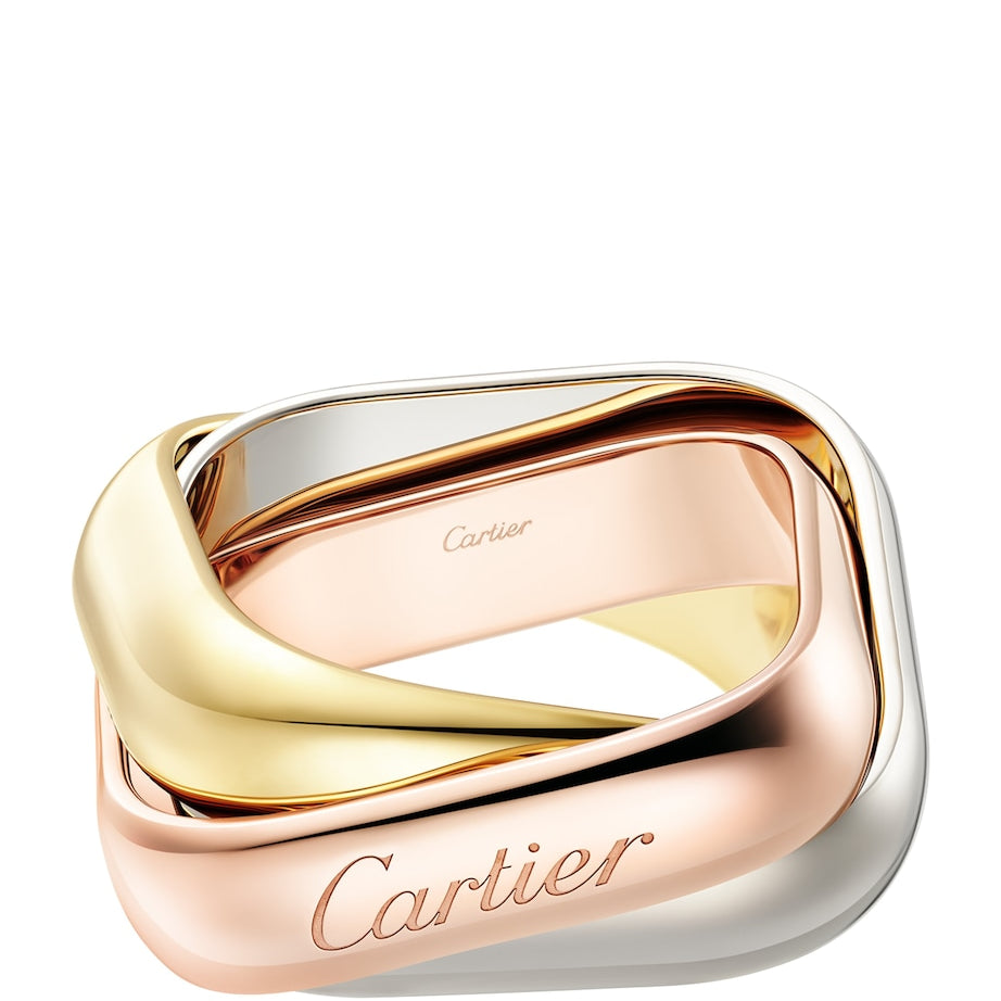 Large Yellow, White and Rose Gold Trinity Ring