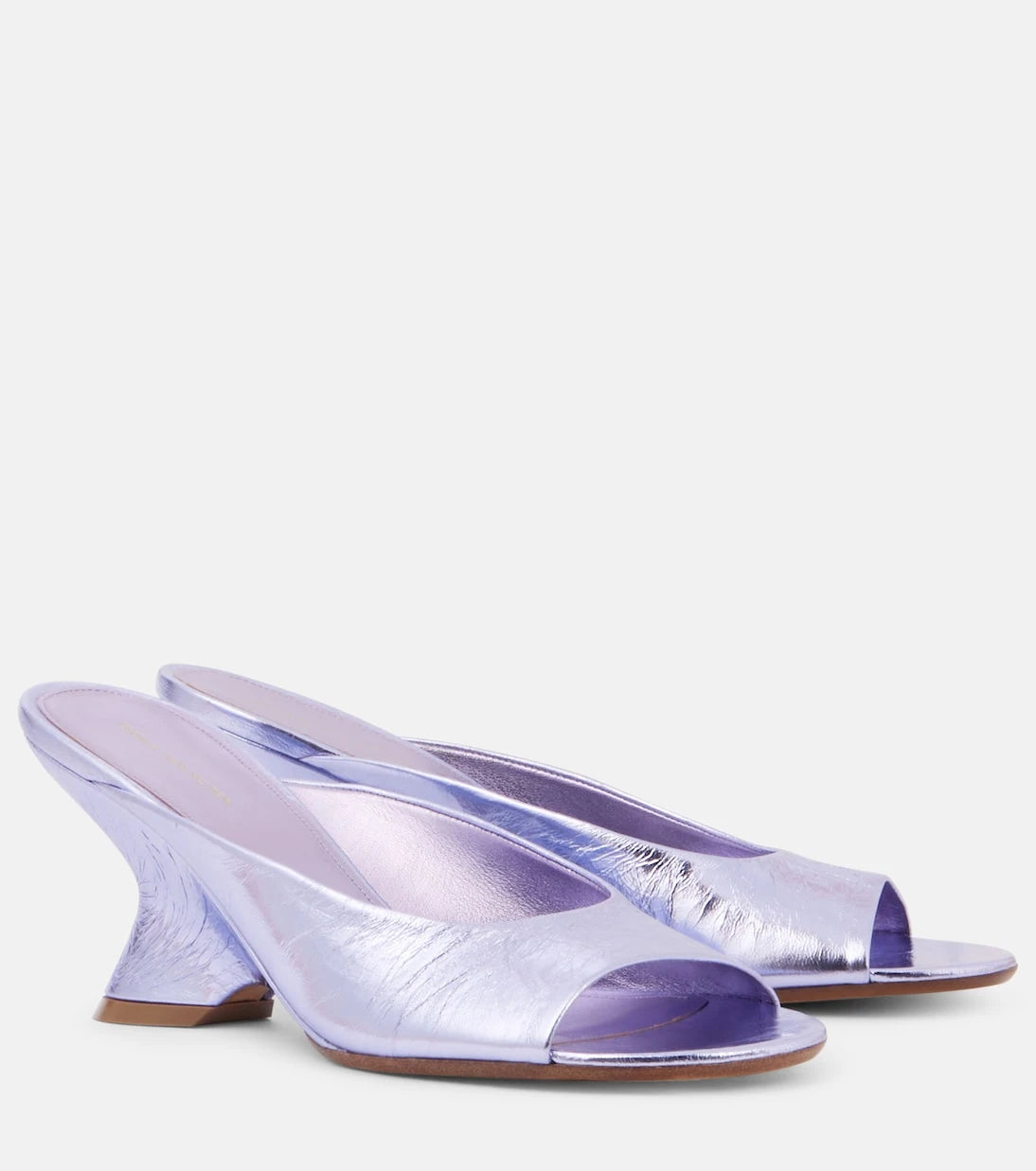 Dries Van Noten - Metallic leather wedge mules