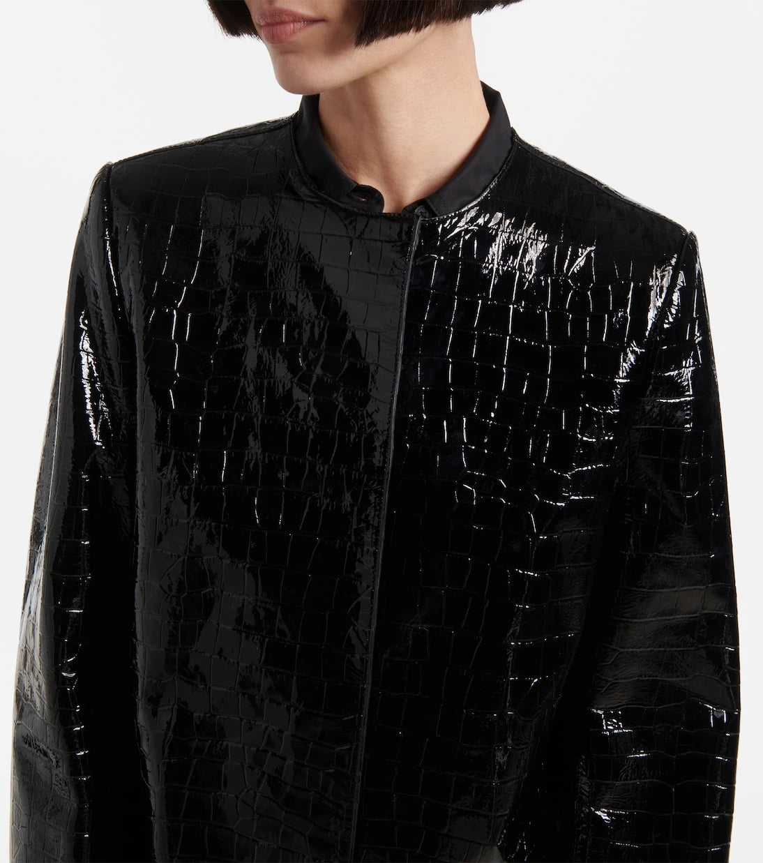 Toteme - Croc-effect embossed leather coat