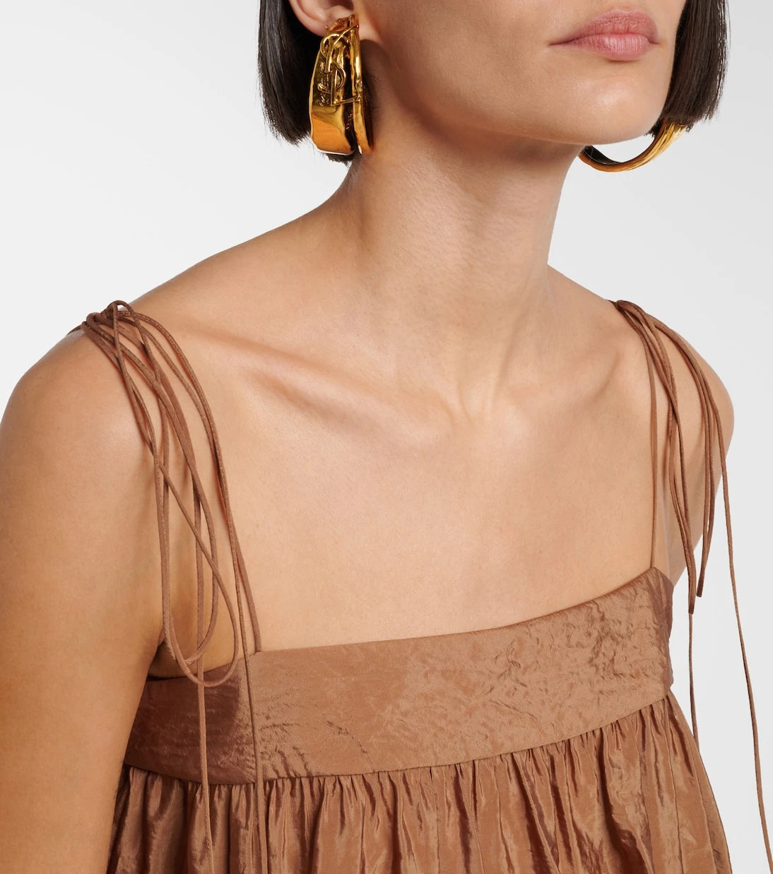 Saint Laurent - Shirred chiffon satin midi dress