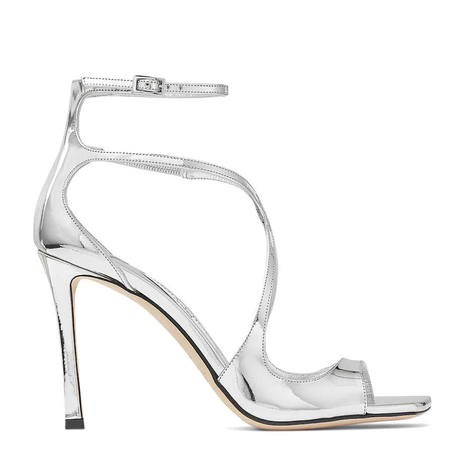 Silver Azia 95 Leather Heeled Sandals