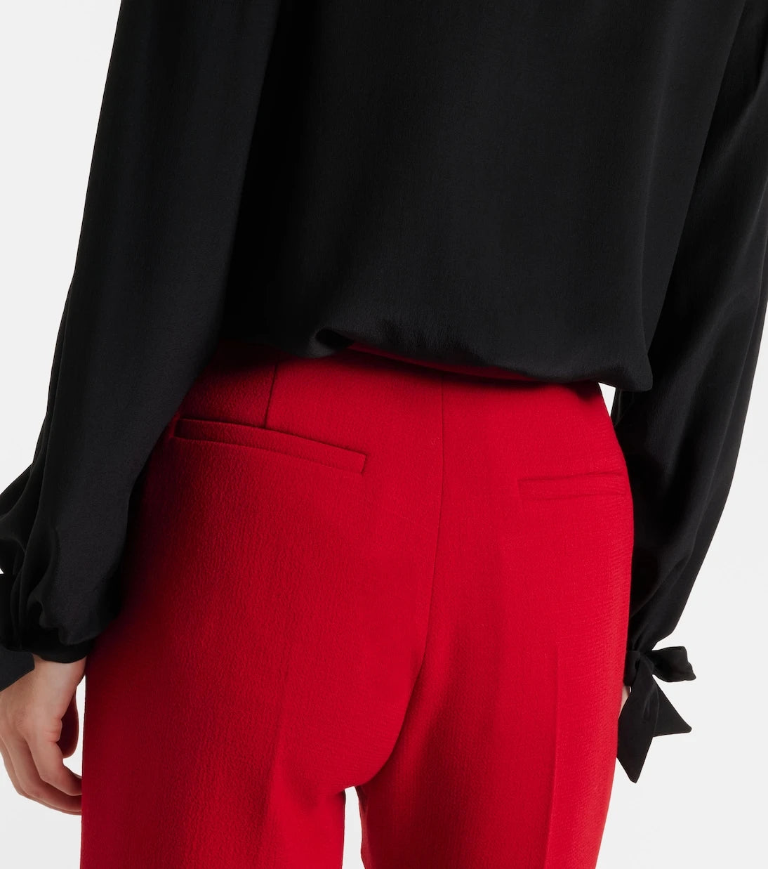 Valentino - VLogo cropped virgin wool crêpe straight pants