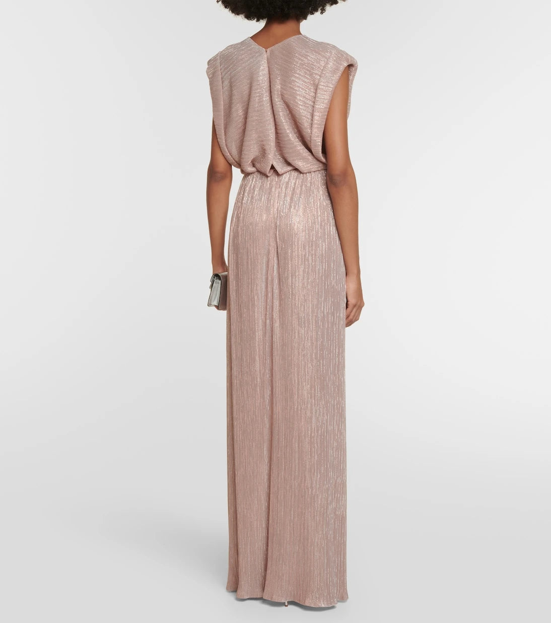 Costarellos - Metallic pleated gown