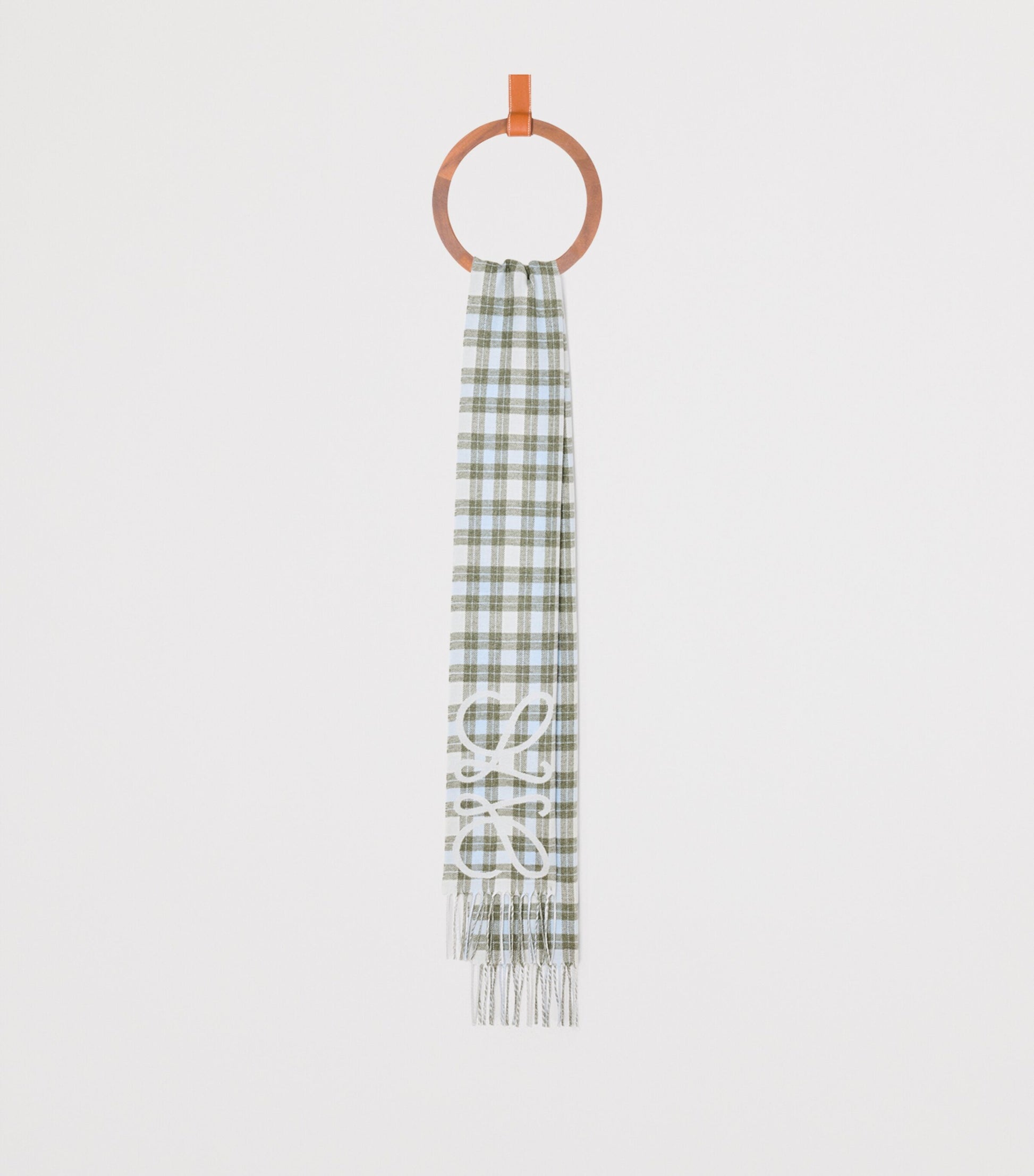 LOEWE Grey Silk-Cashmere Anagram Check Scarf