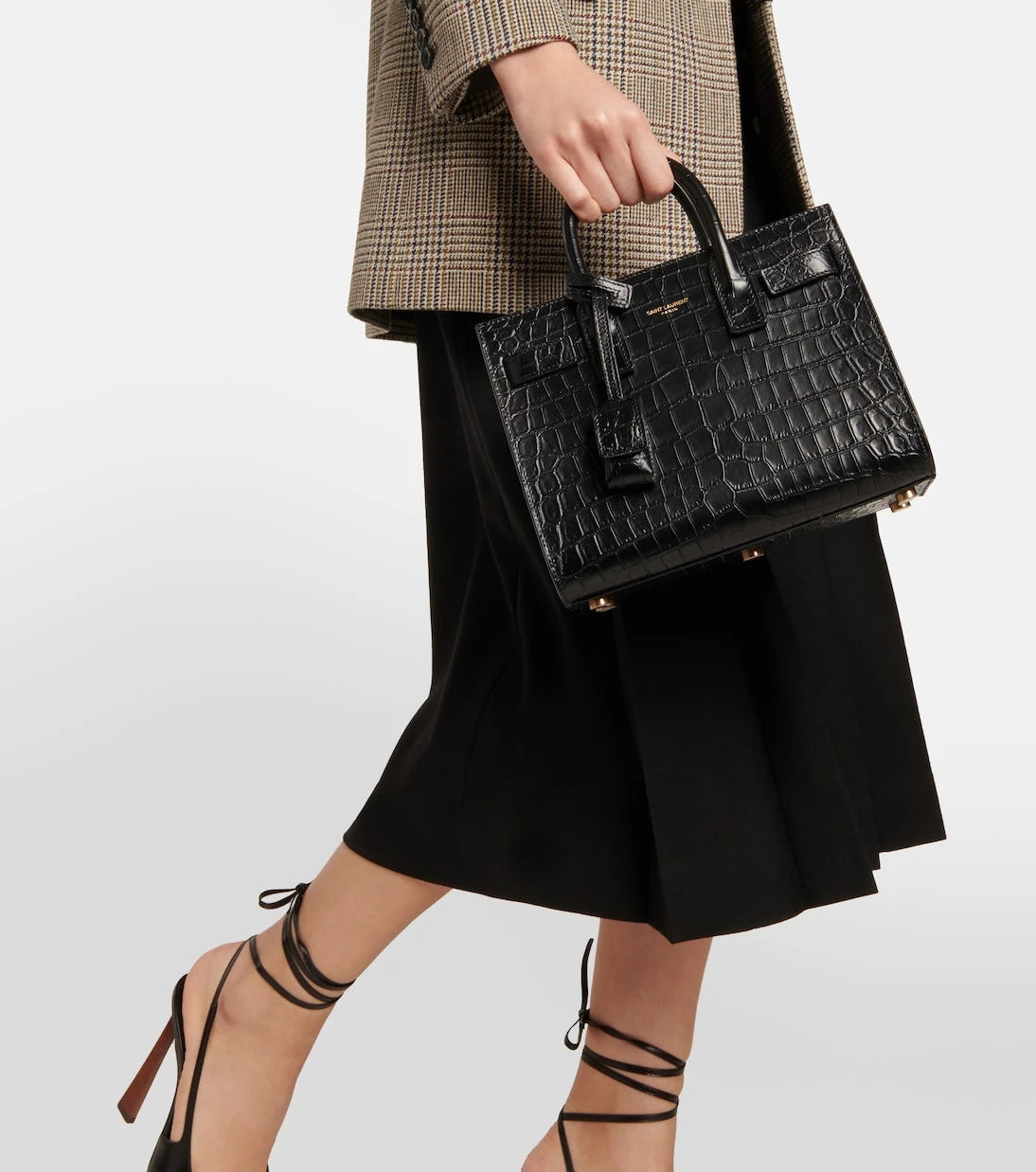 Saint Laurent - Sac De Jour Nano croc-effect leather tote bag