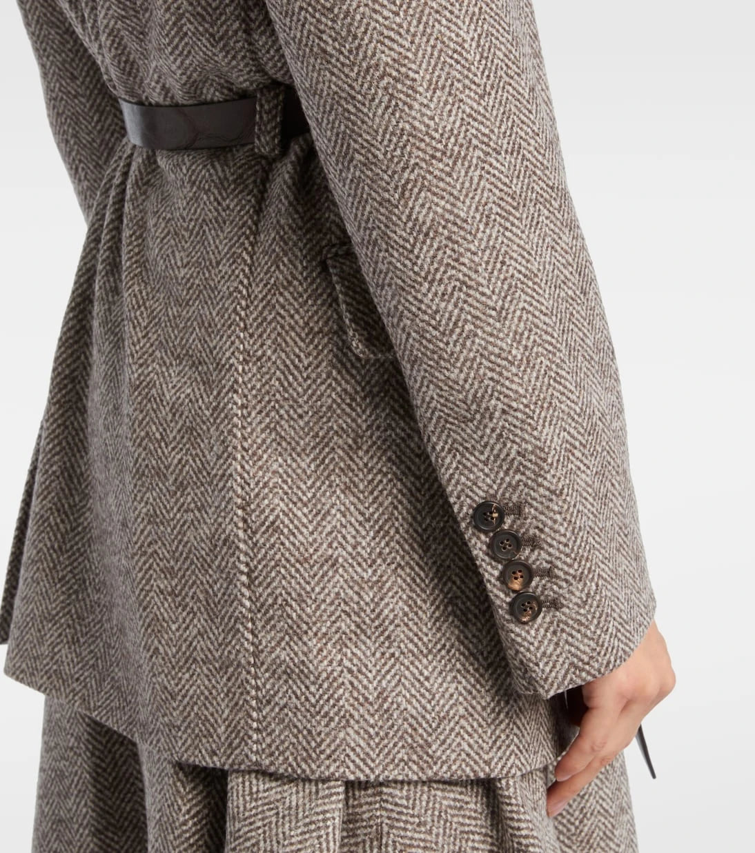 Brunello Cucinelli - Kuşaklı balıksırtı yün karışımlı blazer
