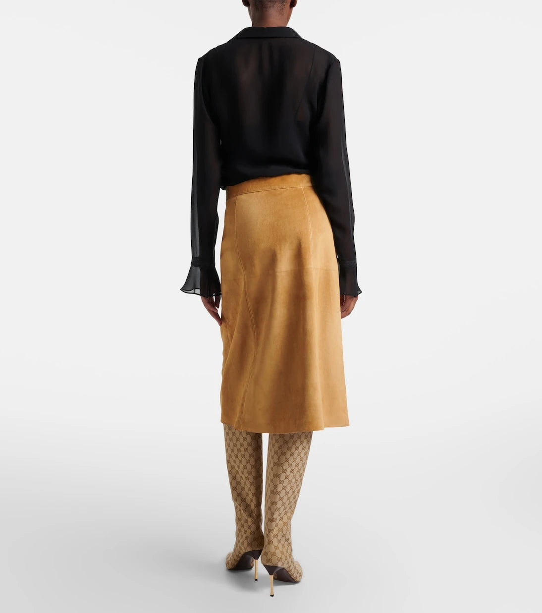 Gucci - Embellished suede midi skirt