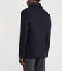 Navy Wool-Silk-Cashmere Pea Coat