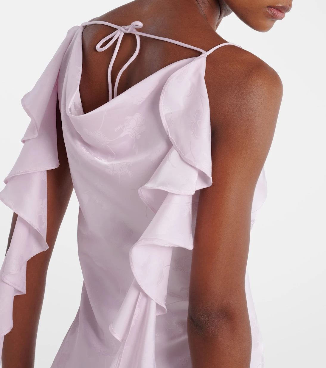 Rotate - Ruffled satin jacquard gown