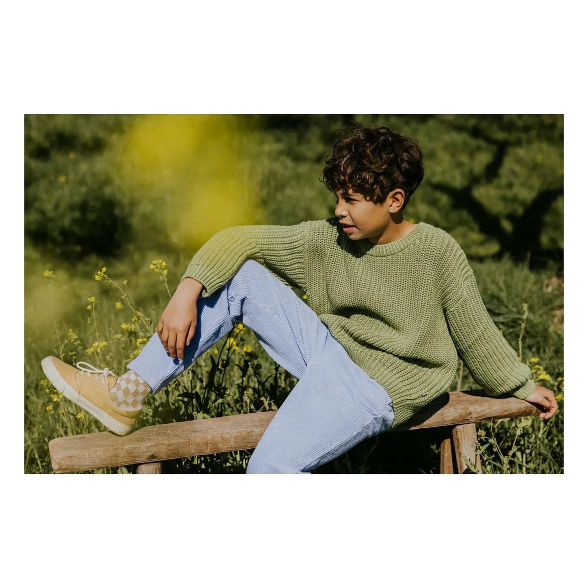 Yuki - Organic Cotton Chunky Sweater | Olive