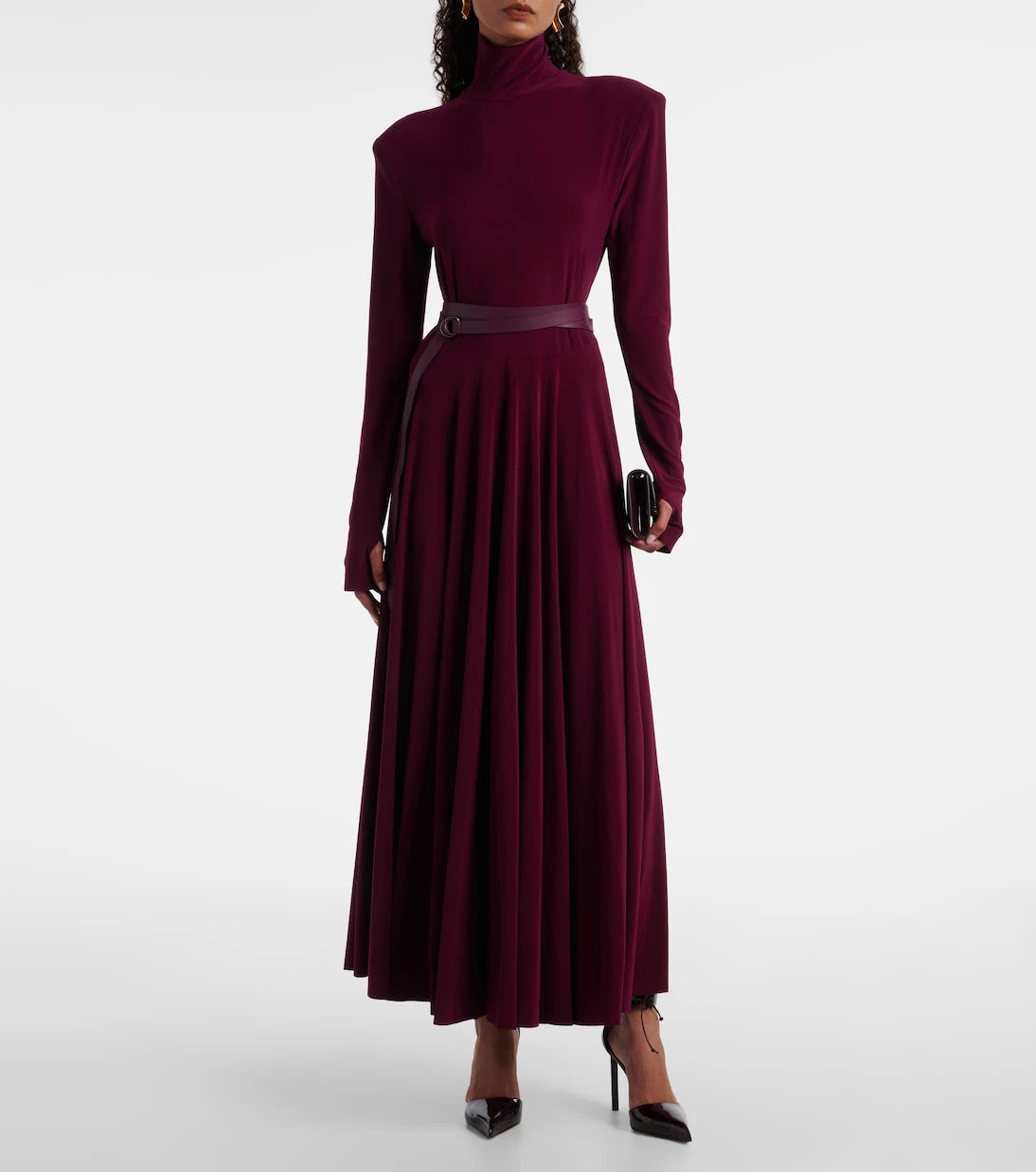 Norma Kamali - Pleated turtleneck maxi dress