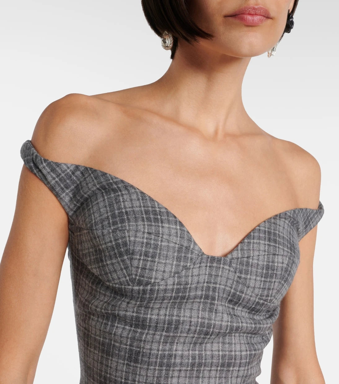 Magda Butrym - Ruched off-shoulder wool-blend bustier dress