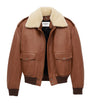 Saint Laurent Brown Shearling Collar Leather Jacket