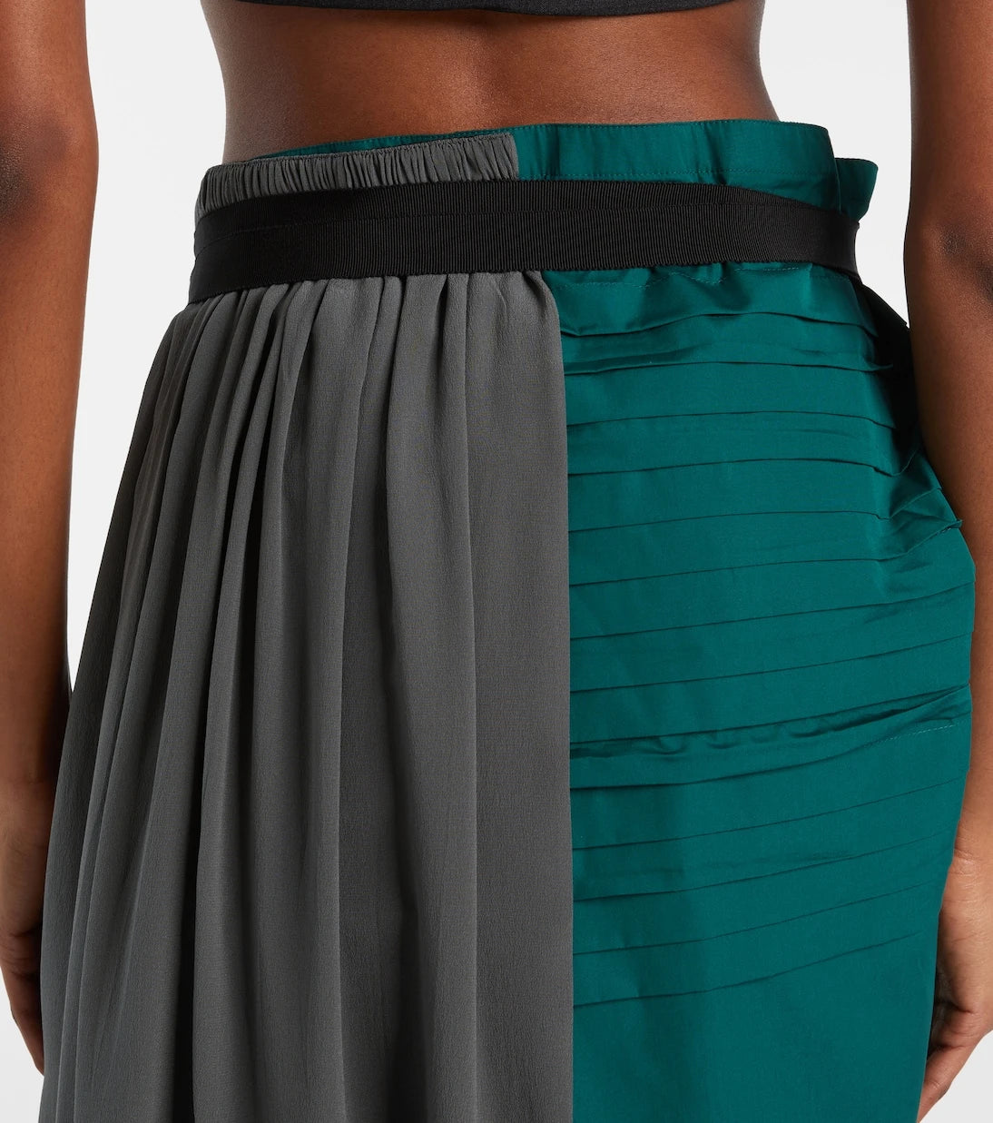 Prada - Paneled belted midi skirt